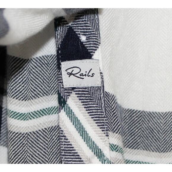RAILS REVOLVE Hunter Plaid Button Down Top Shirt Long Sleeve Snow Navy Forest L - Picture 4 of 8